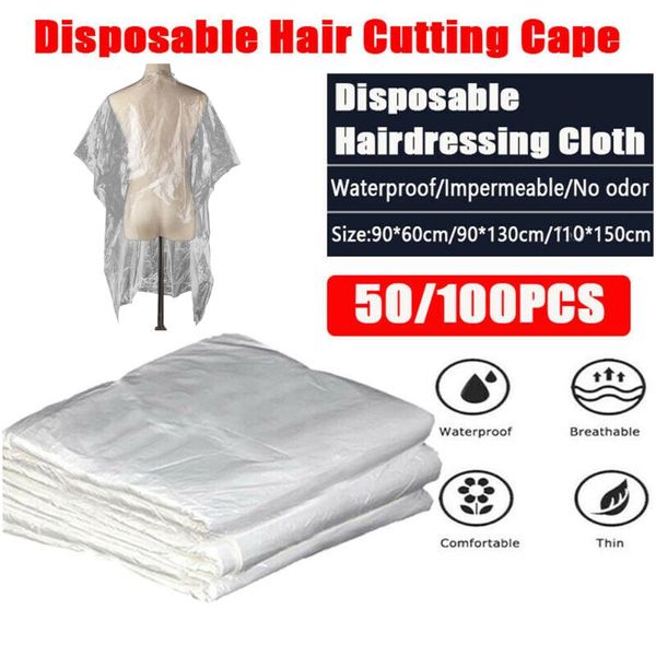 

clothing & wardrobe storage 50/100 pcs disposable hairdressing capes pe waterproof apron cutting perm dye hair cape barber transparent cloth
