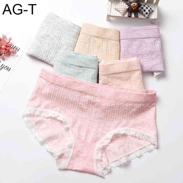 

summer thin colored seamless middle waist lace pure cotton bottom file hemp pattern student triangle underwear girl, Black;pink