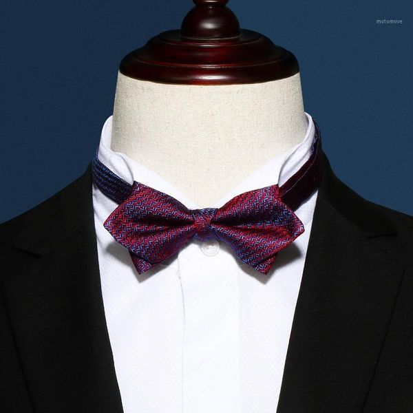 

2020 brand new fashion men's bow ties double fabric geometric pattern silk bowtie banquet wedding butterfly tie with gift box1, Black;gray