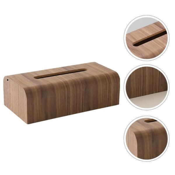 

1pc wooden tissue box decorative napkin simple deskholder (brown) boxes & napkins