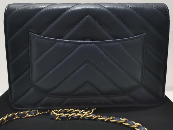 

realfine wallets 5a woc caviar grainy quilted flap classic wallet on chain for women with dust bag+box lambskin leather, Red;black