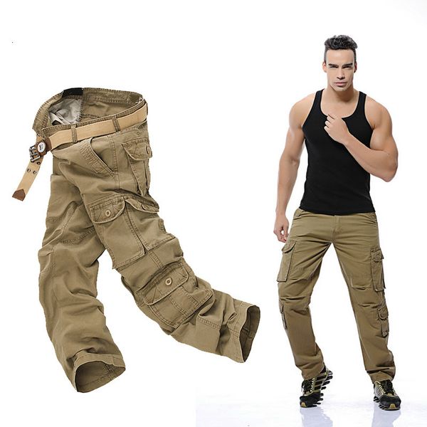 

men's pants spring mens cargo armygreen big pockets decoration casual easy wash trousers male tactical size 28 44 tkus, Black