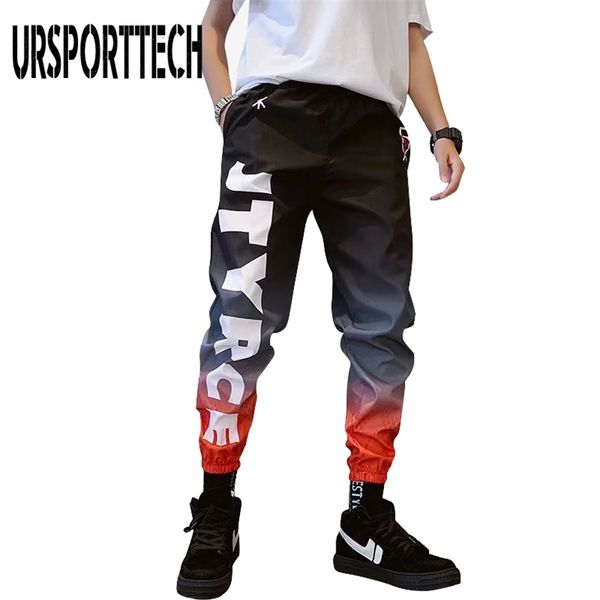 

streetwear hip hop joggers pants men loose harem pants ankle length trousers sport casual letter print sweatpants for men 211008, Black