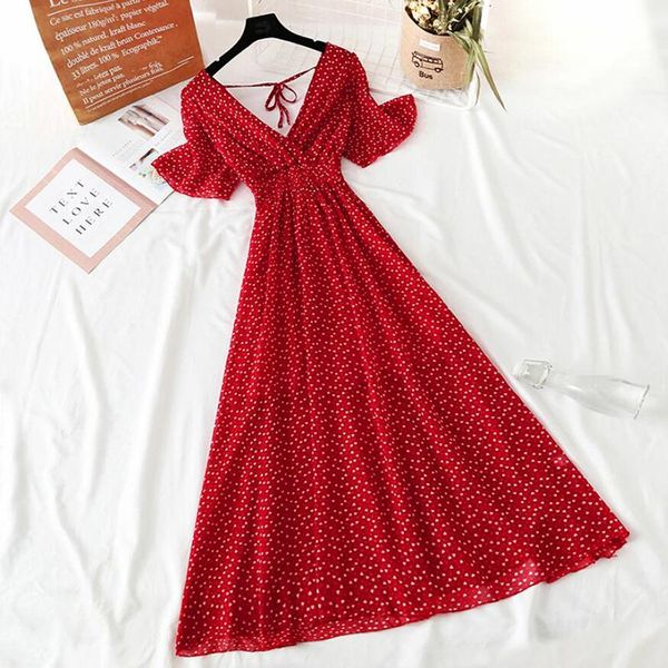 

summer vintage floral chiffon long dress v-neck ruffle boho dresses 2021 elegant women party short sleeve vestidos casual, Black;gray