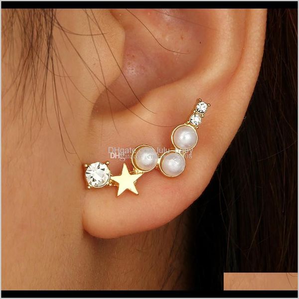 

stud women simple geometric five-pointed star pearl bijoux with rhinestone irregar earrings jewelry aessories drop delivery 2021 edu2v, Golden;silver