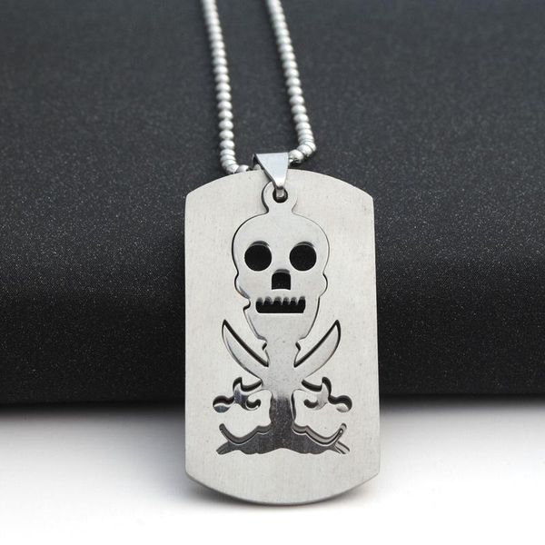 

pendant necklaces 10 stainless steel anime skull skeleton necklace pirate logo men's double layer detachable taro charm jewelry, Silver