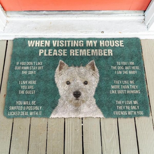 

please remember west highland white terrier dogs house rules doormat non slip door floor mats decor porch carpets