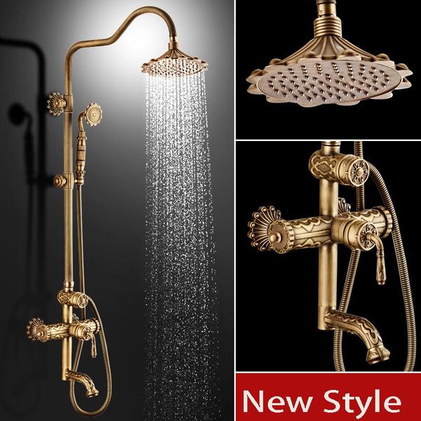 

style shower set bath tap bathroom waterfall rain head brass taps exposed faucet sets