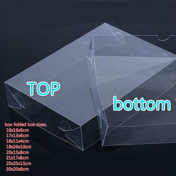 

gift wrap 10pcs/lot 16cm 20cm 30cm pvc packing box transparent plastic rubber shell swallow cape up and down cover folding boxes