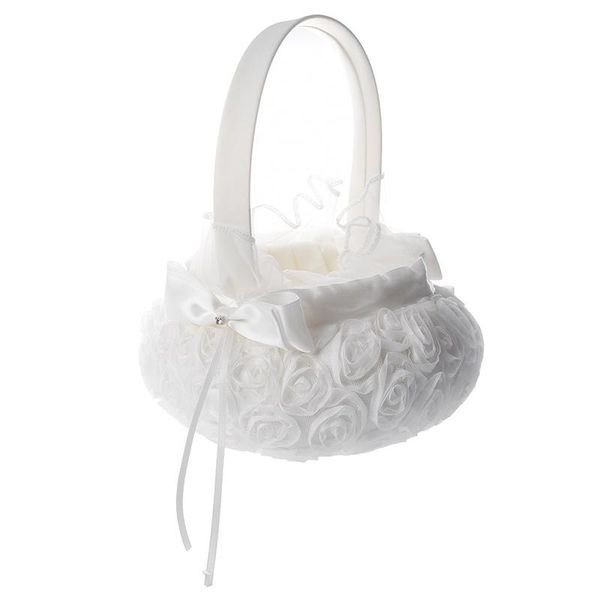 

decorative flowers & wreaths satin wedding flower girl basket (c) white