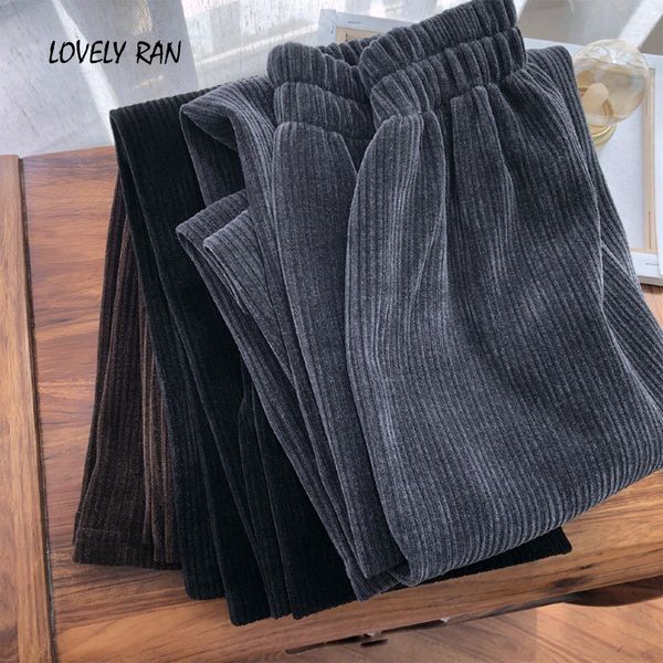 

women's two piece pants corduroy warm long loose thickening elastic waist female pant spring fashion casual ladies bottoms dz7v, White