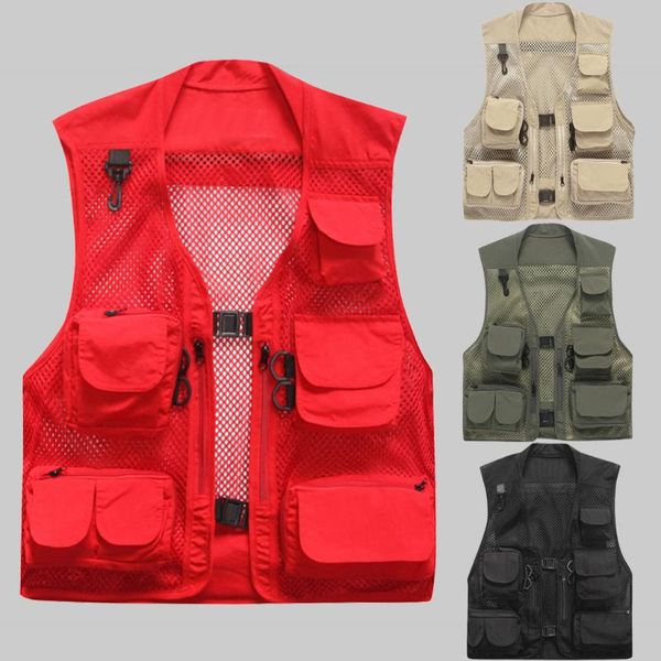 

men's vests men women multi-pocket winter jacket vest mesh thin pography fishing male casual zipper waistcoat #cl3, Black;white