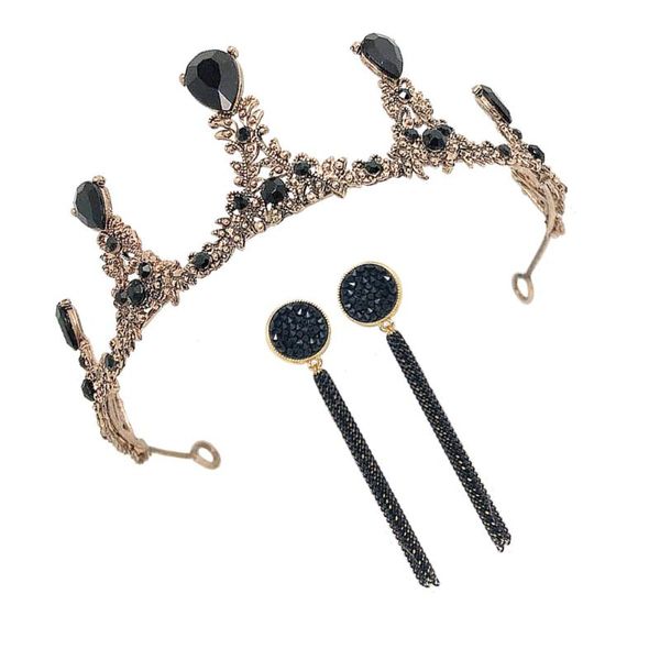 

hair clips & barrettes 1 set bride baroque crown earring vintage wedding accessories, Golden;silver