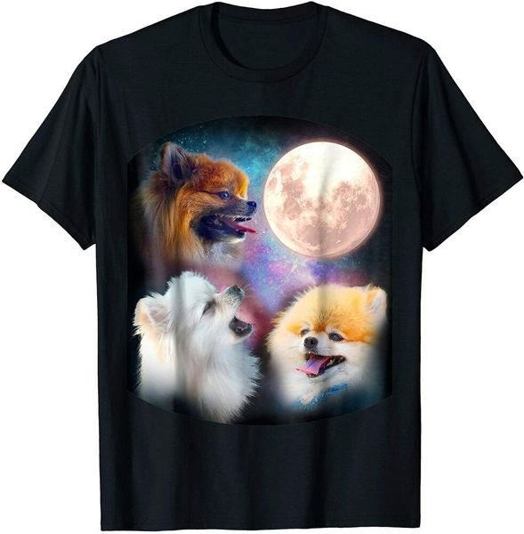 

pomeranian dog t shirt - howling at moon size s-5xl, White;black