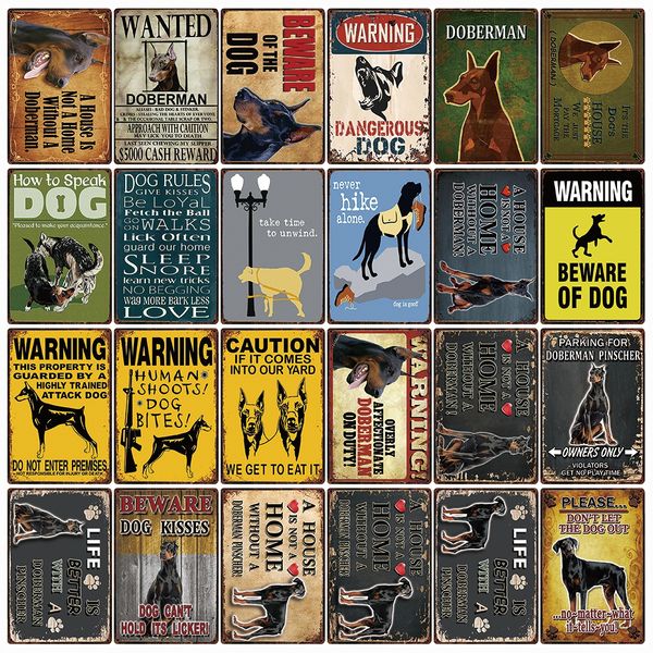 

kelly66 pets warning dog rule life is better with a doberman metal sign home decor bar wall art painting 20*30 cm size dg-26
