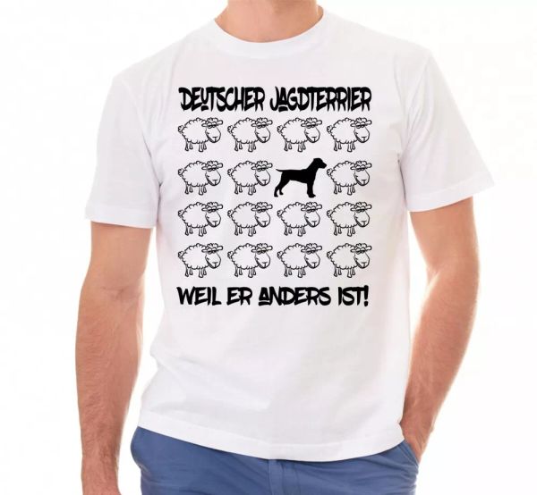 

german hunt terrier t-shirt black sheep men dog dog motif, White;black