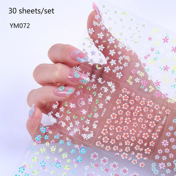 

sheets/set children's nail sticker 3d japanese small fresh flower manicure applique net red1, Black