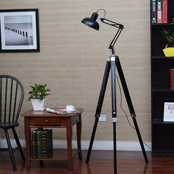 

floor lamps american personality vintage wooden lamp lift rocker arm bedroom