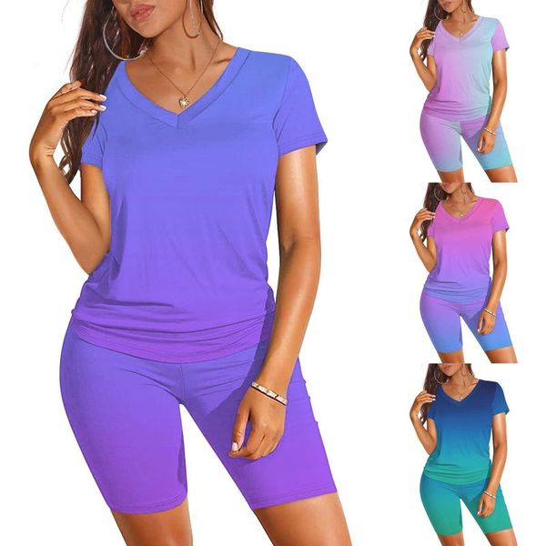 

women's t-shirt tie dye print tracksuit women two piece set casual short sleeve biker shorts sportwear joggers 2 outfits, White