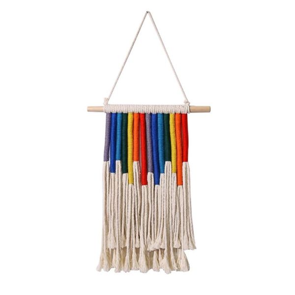 

tapestries braided rainbow tapestry windchimes cotton rope and wood wall hangings wind chimes hanging decoration