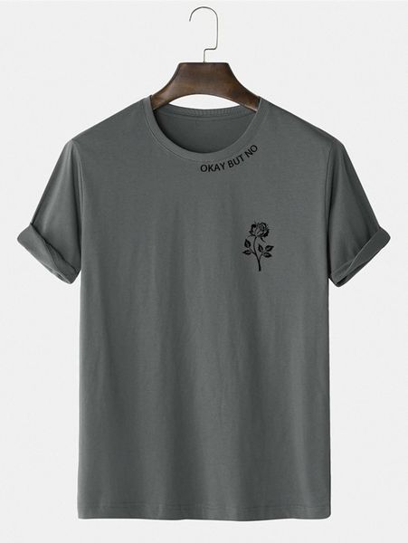 

men slogan & floral print tee b4zv#, White;black