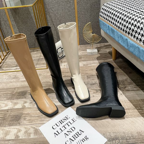 

new martin boots, long british style women's shoes, square toe shaping outsole, shoe body with oil leather soft fabric, professional de, Black