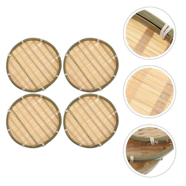 

set 4pcs bamboo woven storage plates snack candy cookie nuts kitchen & organization