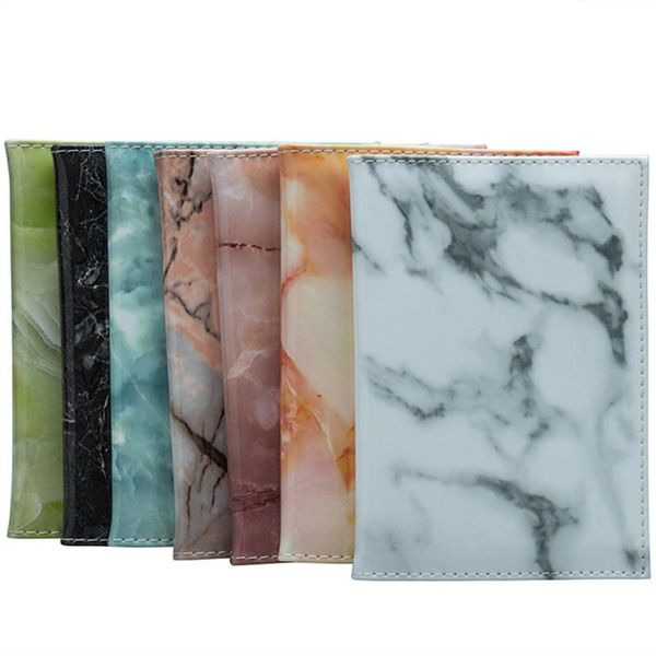 

card holders 2021 colorful marble style passport cover waterproof holder travel case packet gifts, Brown;gray