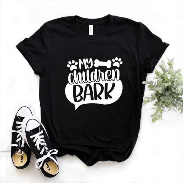 

my children bark dog mens t shirt mom print and women cotton casual funny lady yong girl tee a, White;black