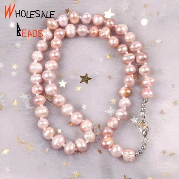 

chains natural freshwater rice pearl beads chokers necklace jewelry for women 2021 gift fashion 7-8mm 44cm, Silver
