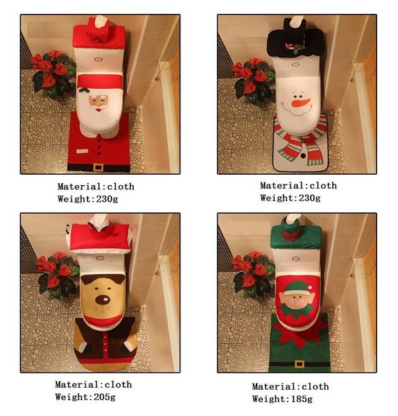 

santa claus toilet set christmas three-piece el gift cover seat covers