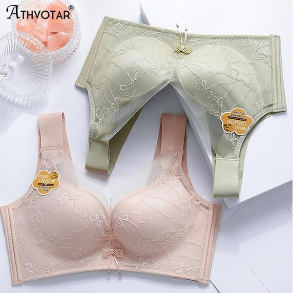 

bras athvotar lace plus size bra push up deep v bralette adjustable lingerie women wireless underwear, Red;black