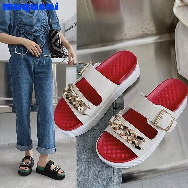 

women's flip flops 2021 summer the fashion round head comfortable open toe leisure female shoes rubber platform slippers, Black