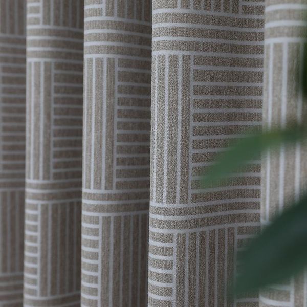 

curtain & drapes chenille jacquard vertical stripe curtains for living room bedroom brown modern high-end thick blackout customize