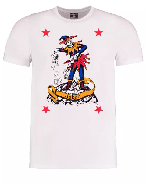 

joker card- poker bridge pontoon game deck playing card art - men's tshirt, White;black