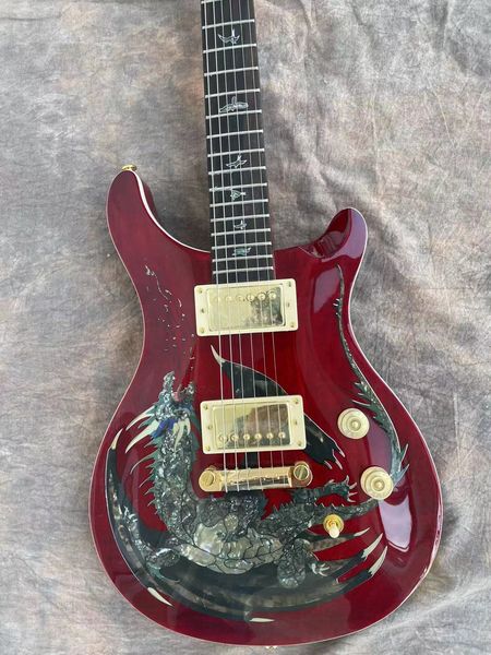 

red dragon pattern six string prs electric guitar, our store can customize any style of electric guitar and bass guitar