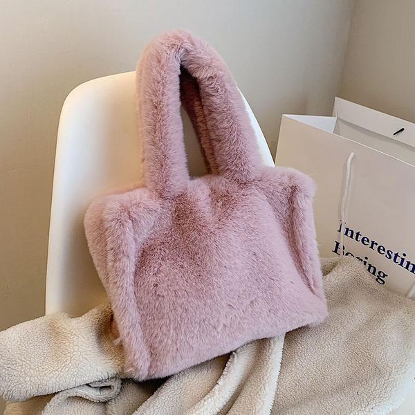 

evening bags simple soft fluffy faux fur small satchel totes for luxury shoulder 2021 hit winter designer brand handbags female