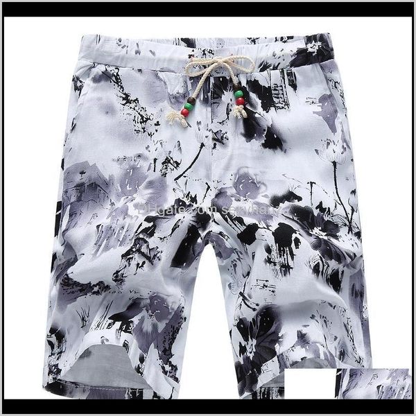 

clothing apparel drop delivery 2021 mens flower asian size m - 6xl summer shorts men cotton and linen fabric short 3c0ua, White;black
