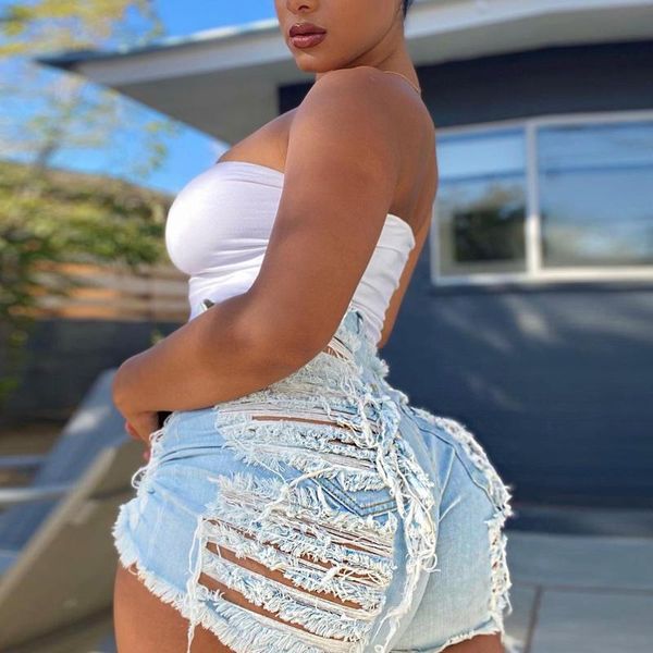 

1pc hight waist womens jeans denim shorts 2021 fashion broken hole ladies skinny super summer short women's, White;black