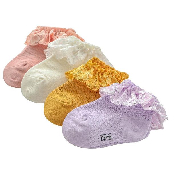

born baby combed cotton socks 2021 lace princess short for girls spring summer breathable sox, Pink;yellow
