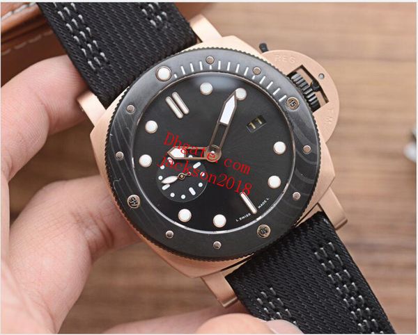 

factory real p p 01070 lumin0r 1950 goldtech 44mm mens strap watch automatic movement fashion men's watches wristwatches, Slivery;brown