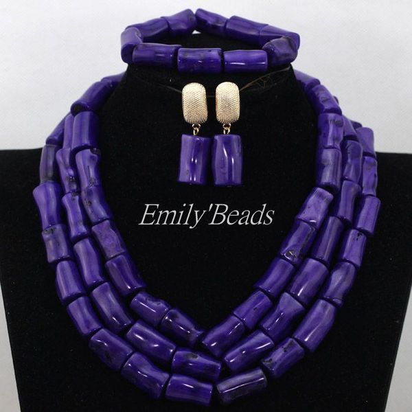

earrings & necklace 2021 latest purple african beads jewelry set costume nigerian wedding bridal sets cj591, Silver
