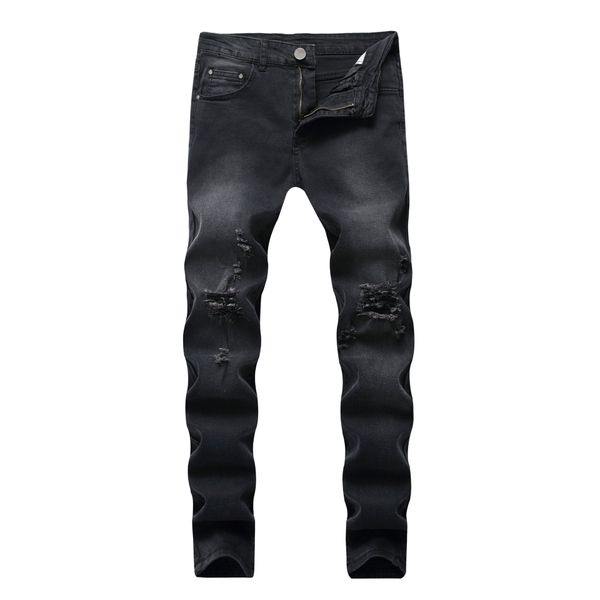 

men's casual stretch ripped street hip-hop jeans trousers, Blue