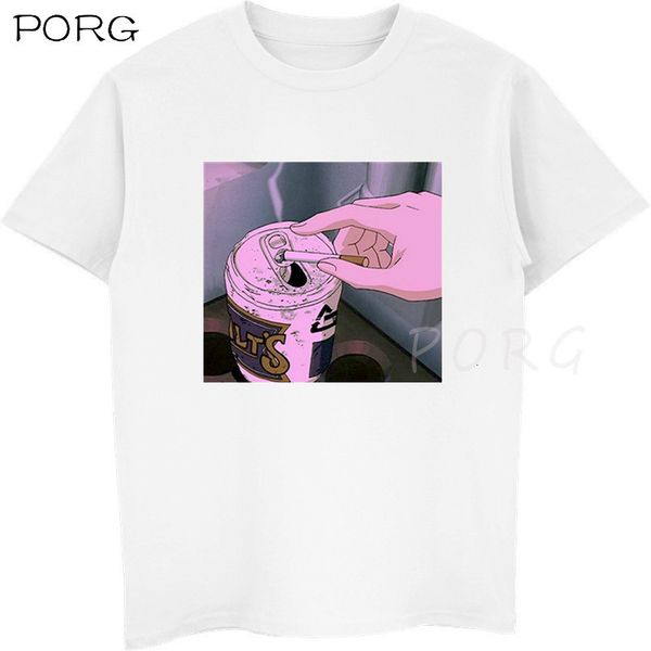 

sad anime vaporwave aesthetic japan otaku t-shirt men casual t shirts 100% cotton short sleeve tees streetwear tshirt, White;black