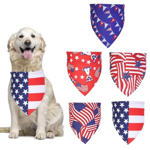 Bandeira americana pet lenço cachorro filhote de cachorro acessórios de roupa de independência cão cães bandana lenço de pesca