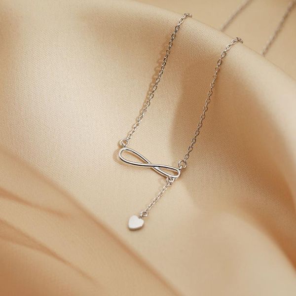 

pendant necklaces figure 8 love necklace simple japanese style xiaoman waist clavicle chain fashion ladies, Silver