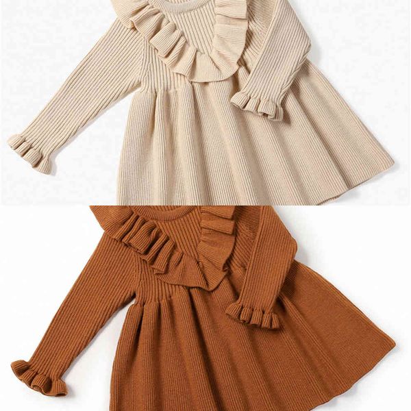 

girl's autumn winter toddler girl warm baby infant dress knitted sweater kids dresses for girls 0-3 years c0223, Red;yellow