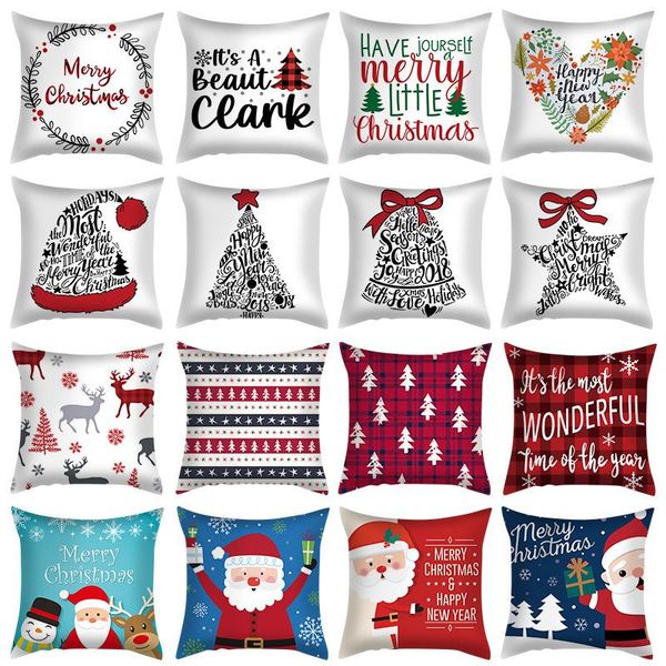 

cushion/decorative pillow 45cm christmas cushion cover santa claus elk snowman xmas pillowcase merry decor for home decorative sofa gifts fa