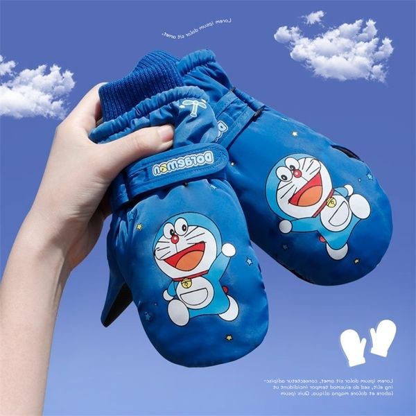 

children's ski gloves thickened cold proof boys and girls keep warm 4-8 years old 6 children medium large plush windproof in, Black
