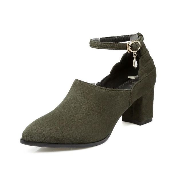 

dress shoes velvet high heel sandal for women large size suede high-heeled big girls fashion rubber pu flock basic hoof sand, Black
